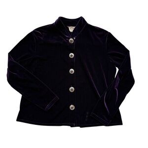 VTG Double D Ranchwear Blazer Womens M Purple Velvet Western Concho Button Front
